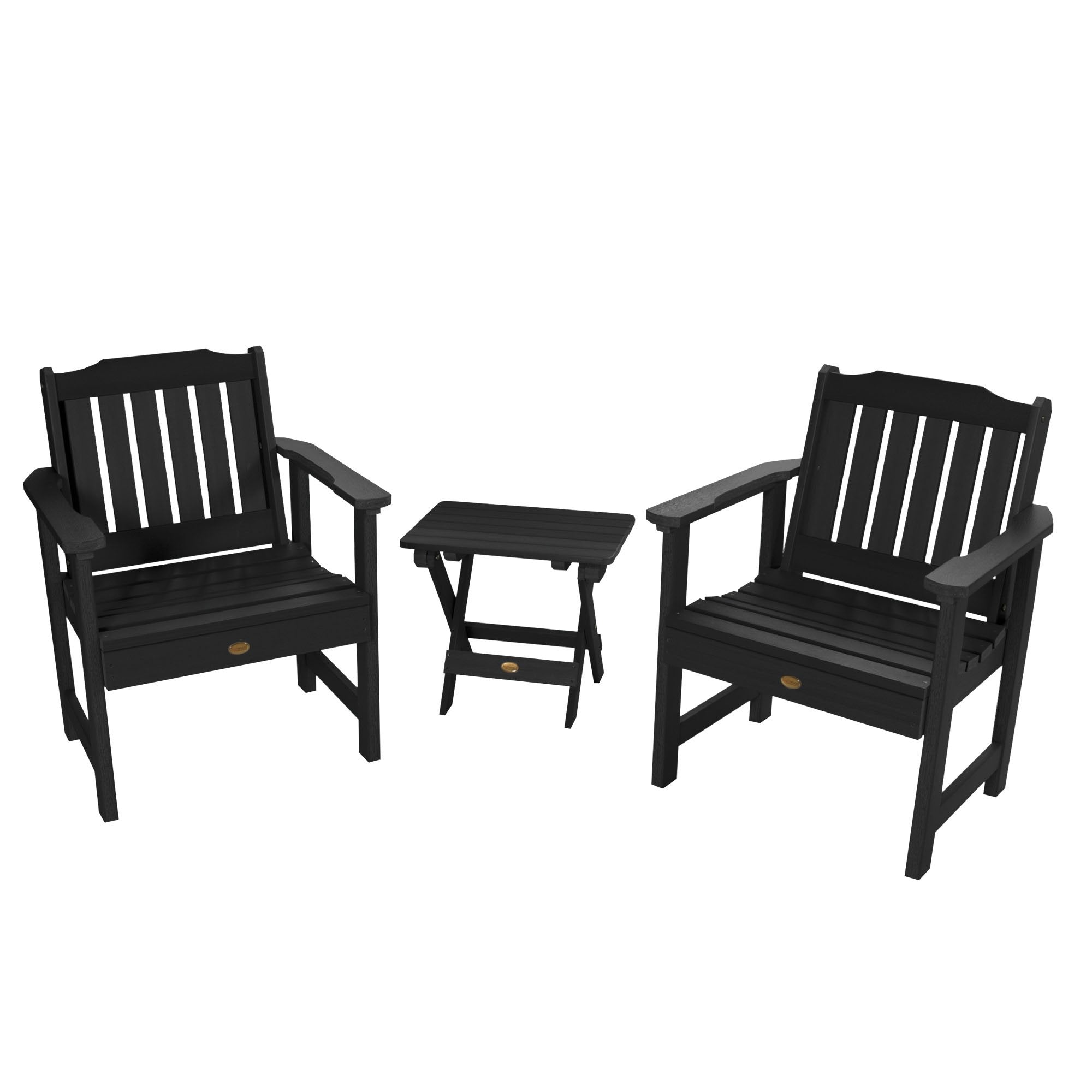 2 Lehigh Garden Chairs with Folding Adirondack Side Table